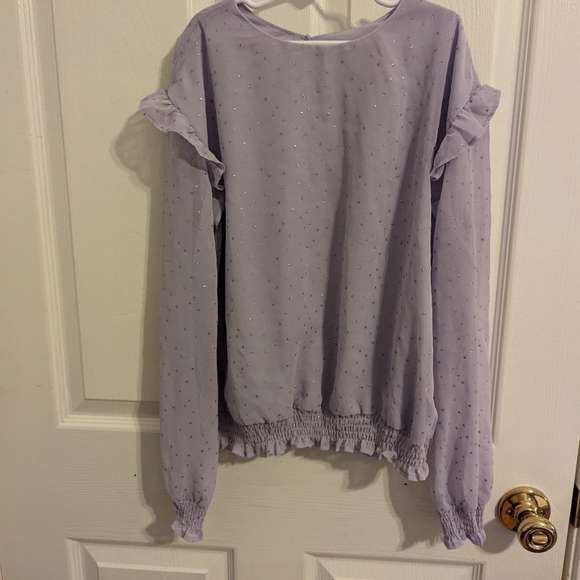 ✨5/$20✨ H&M Girl's Long Sleeve Purple Sequence Blouse Top - Picture 3 of 14